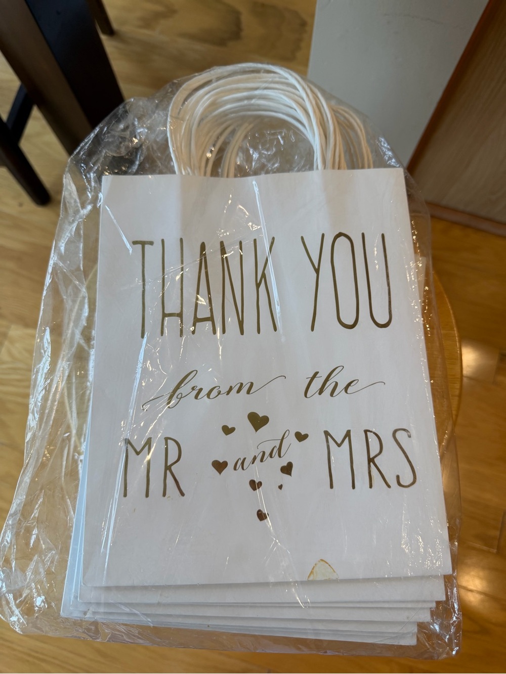 Thank You from the Mr and Mrs Gift Bags - White and Gold -